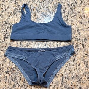 Pact Women's Slate Blue Bra and Panty Set